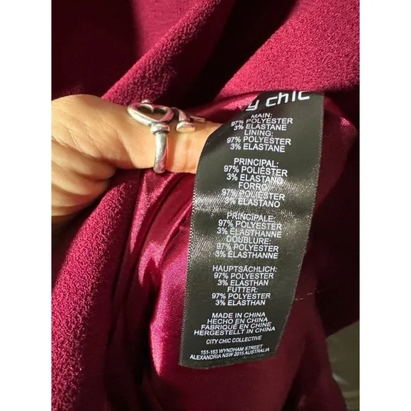 City Chic Curvy Sassy V Dress Elegant Party Event Wedding Plus Sexy Wine Red 12 - Picture 5 of 8